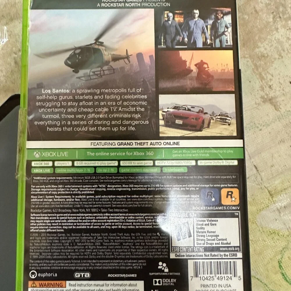 Grand Theft Auto V Xbox 360 2013 Complete CIB Two Disc No Map